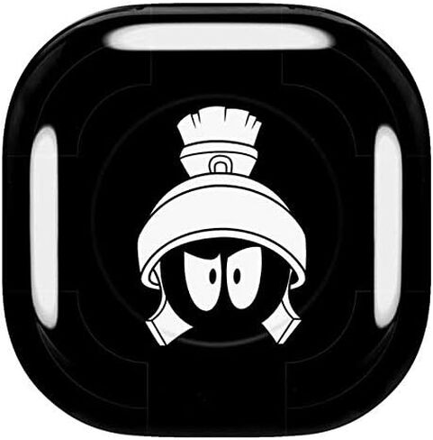 ملصق صوتي من Skinit متوافق مع Samsung Galaxy Buds Pro - تصميم Warner Bros Marvin The Martian باللونين الأسود والأبيض المرخص رسميًا in Kuwait