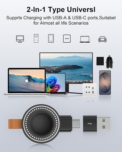 Galaxy Watch 8 Charger, 3 in 1 USB C Magnetic Wireless Fast Charging Dock with USB A Adapter for Samsung Watch Ultra, Travil Essential Portable Wireless Charger for Samsung Galaxy Watch8 Classic 7 6 5 in Kuwait