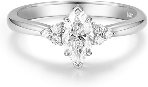 AGVANA 0.5 Carat Marquise-Cut Lab Grown Diamond Engagement Ring in Sterling Silver (0.57 Ct. Tw.) Promise Anniversary Wedding Ring for Women (D-E Color, VS Clarity) in Saudi Arabia