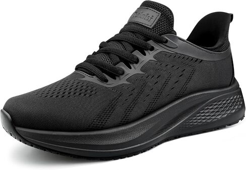 Men's Slip Resistant Work Shoes, Black Lightweight Comfortable Non-Slip Chef Sneakers for Kitchen Restaurant Food Service, Zapatos de Trabajo para Hombres - Black -6.5~13 in Kuwait