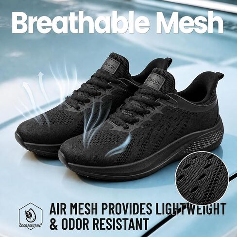 Men's Slip Resistant Work Shoes, Black Lightweight Comfortable Non-Slip Chef Sneakers for Kitchen Restaurant Food Service, Zapatos de Trabajo para Hombres - Black -6.5~13 in Kuwait