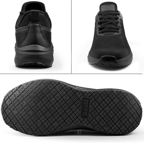 Men's Slip Resistant Work Shoes, Black Lightweight Comfortable Non-Slip Chef Sneakers for Kitchen Restaurant Food Service, Zapatos de Trabajo para Hombres - Black -6.5~13 in Kuwait