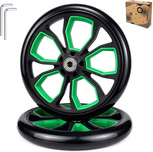 Nattork 2-Pack 200mm Scooter Replacement Wheels - 8-Inch scooter Wheels for teens kids and adult Green color in Kuwait