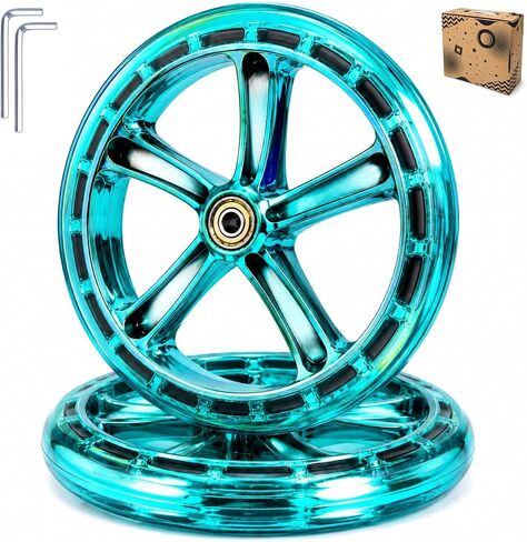 Nattork 2-Pack 200mm Scooter Replacement Wheels - 8-Inch scooter Wheels for teens kids and adult Green color in Kuwait