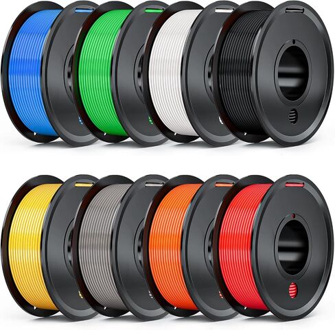 PLA 3D Printer Filament 8 Pack Bundle, PLA Filament 1.75mm Neatly Wound, Dimensional Accuracy +/- 0.02 mm, 0.25kg Spool (2kg), Black, White, Gray, Red, Orange, Yellow, Green, Blue in Kuwait