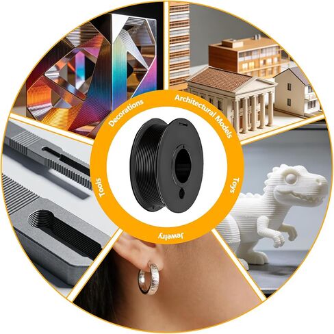 PLA 3D Printer Filament 8 Pack Bundle, PLA Filament 1.75mm Neatly Wound, Dimensional Accuracy +/- 0.02 mm, 0.25kg Spool (2kg), Black, White, Gray, Red, Orange, Yellow, Green, Blue in Kuwait