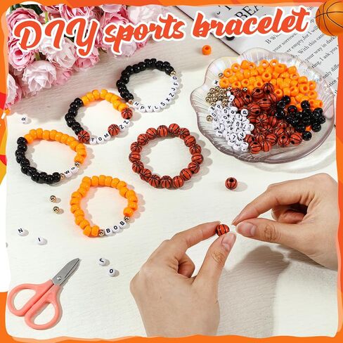 Ecation 888 جهاز كمبيوتر شخصى DIY كرة السلة أساور مجموعات الرياضة الخرز الأبجدية حبة الرياضة سحر مطرز أساور لاعب كرة السلة الهدايا لصناعة المجوهرات اليدوية الاكسسوارات اللوازم الحرفية تفضل in Kuwait