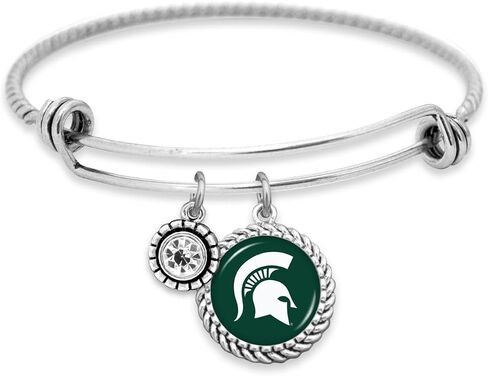 From the Heart Michigan State Spartans Olivia Bracelet Silver Twisted Wire Jewelry Gift MSU in Kuwait