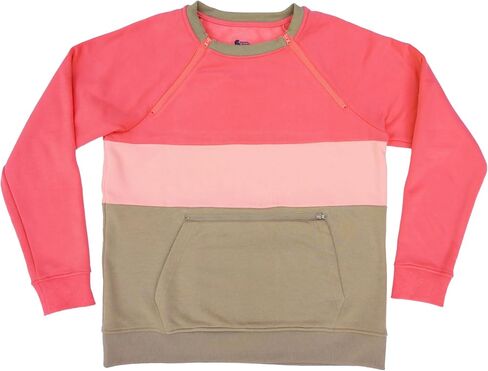 Spoonie Threads Denim Colorblock Adult Zip Access Crewneck Sweatshirt in Kuwait