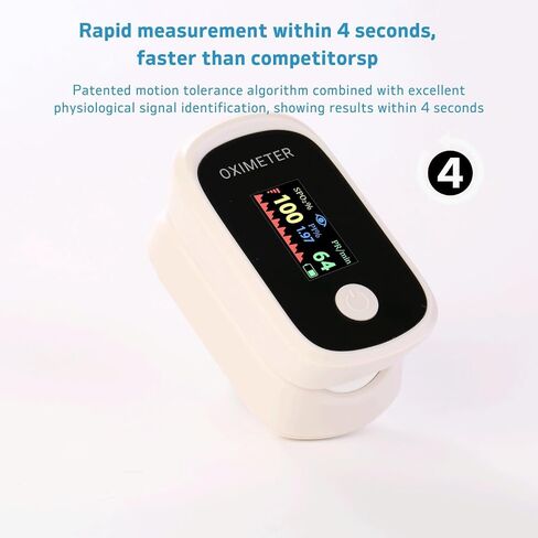 Pulse Oximeter with Respiration, Finger Pulse Oximeter Oxygen Monitor, SpO2 Blood Oxygen Saturation Monitor with Pulse Rate & Perfusion Index, Fast Accurate Readings, OLED Display, Portable for Sports & Home Use in Kuwait