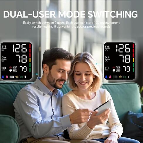 جهاز قياس ضغط الدم الإلكتروني من أعلى الذراع مع شاشة LED كبيرة، سوار قابل للتعديل، خيارات طاقة USB من النوع C وDC، تشغيل بلمسة واحدة، قراءات قياس الذبذبات الدقيقة، جهاز BP للاستخدام المنزلي in Kuwait