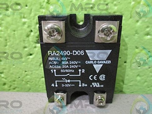 CARLO GAVAZZI RA2490-D06 230 VACRMS الجهد التشغيلي، 3-32 فولت تيار مستمر، 650 فولت حجب الجهد، 90 إدخال تيار التشغيل AACRMS، مرحل الحالة الصلبة، مراقبة النظام، التبديل الصفري in Kuwait