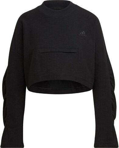 adidas Women's Yoga Crop Crew Sweatshirt, Black in Kuwait