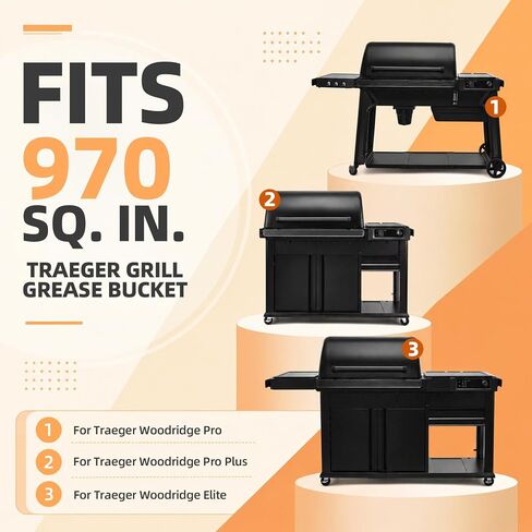 Grease Bucket for Traeger Woodridge Pro, Pro Plus and Elite Electric Wood Pellet Grill and Smoker, Grease Catcher Bucket Accessories for Woodridge Pro 970 Sq. In. (TFB97JLH TFC97JLK TFC97XLH) in Kuwait