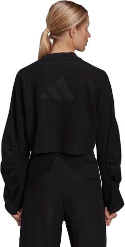 adidas Women's Yoga Crop Crew Sweatshirt, Black in Kuwait