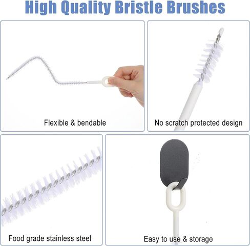4Pcs Long Straw Cleaner Brush, 10.2In Extra Long Straw Tube Brush | Reusable Drinking Straws Clean Brush Set for Cleaning in Kuwait