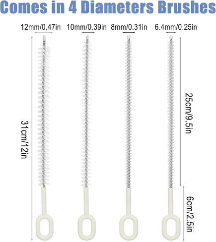 4Pcs Long Straw Cleaner Brush, 10.2In Extra Long Straw Tube Brush | Reusable Drinking Straws Clean Brush Set for Cleaning in Kuwait