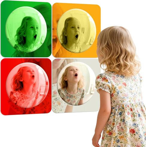 Suteng 4 Pieces Sensory Wall Mirror, Scandinavian Natural Decor Acrylic Bubble Mirror, Bohemian Wall Decoration Sensory Toys Interior Design for Classroom Home Living Room Bedroom in Kuwait