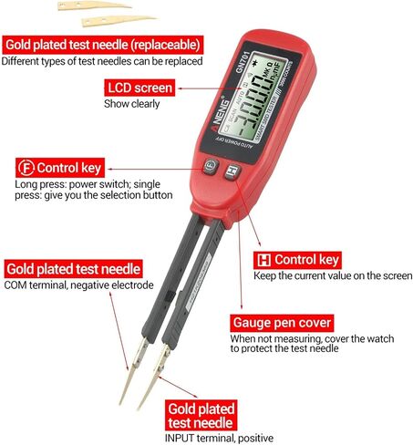 FABULETTA GN701 Digital for SMD Tester Capacitance Resistance Diode Continuity Meter with Gold-Plated Tweezers for Electronic Repair Factory Component Testing Portable LCD Display Tool in Kuwait