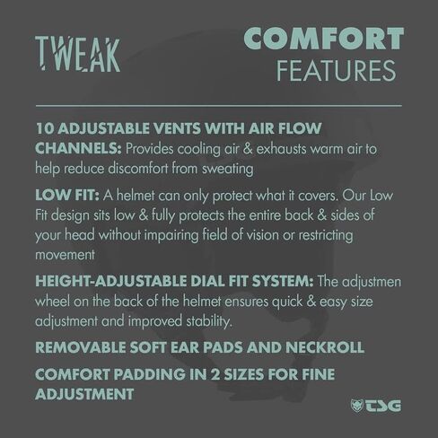 TSG Winter Helmet, Tweak, Satin Black, S/M, Skiing, Snowboarding, for Men and Women, in Mold, Low Fit, Removable Ear Pads, Goggle Lock, 10 Vents, Coated Front Rim, Dual Fit, Adjustable Paddings in Kuwait