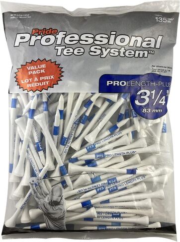 نظام تي شيرت احترافي من Pride، تي شيرت ProLength Plus مقاس 3-1/4 بوصة (عدد 135، أبيض) تي شيرت صغير (عدد 90، أبيض) in Kuwait