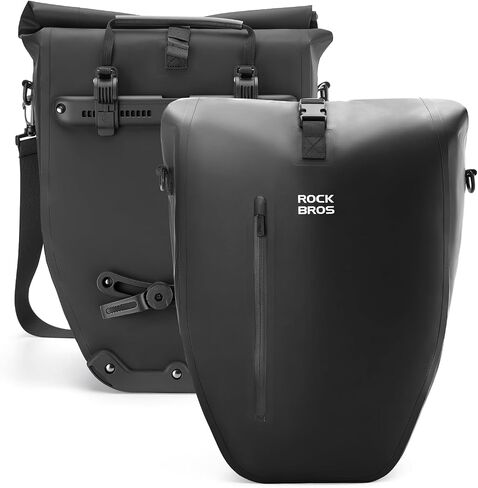ROCKBROS دراجة Panniers 20L مقاومة للماء قابلة للطي حامل الدراجة حقيبة قابلة للتعديل سريعة الفك، عاكسة لركوب الدراجات على الطرق الجبلية والسفر للتنقل in Kuwait