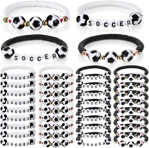 40 Pcs Sports Charm Bracelets Party Favors, Adjustable Beaded Bracelet Bulk for Women Teens Player Decoration in Kuwait
