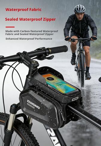 Waterproof Hard Shell Bike Frame Bag, Touch Screen MTB Front Tube Bag Cycling Phone Storage Pouch,Gift for Dad/Men in Kuwait