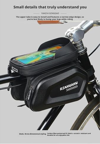 Waterproof Hard Shell Bike Frame Bag, Touch Screen MTB Front Tube Bag Cycling Phone Storage Pouch,Gift for Dad/Men in Kuwait