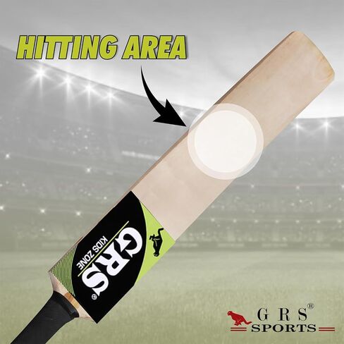 GRS Kids Zone Popular Willow Cricket Bat with Wicket Set & 1 Tennis Ball for Kids (Size 3, Age 6-10 Years) Multicolor in Saudi Arabia