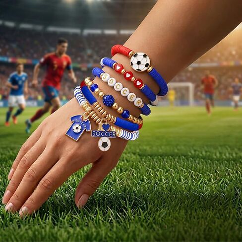 2026 World Soccer Cup Bracelets for Women Men, Stackable Soccer Jewelry Game Day Fan Accessories Gifts for USA Mexico Argentina Soccer Fans, Adjustable Friendship Bracelets for Sports Events in Kuwait