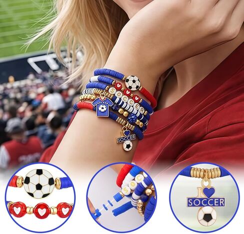 2026 World Soccer Cup Bracelets for Women Men, Stackable Soccer Jewelry Game Day Fan Accessories Gifts for USA Mexico Argentina Soccer Fans, Adjustable Friendship Bracelets for Sports Events in Kuwait