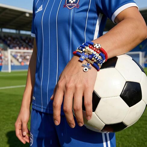 2026 World Soccer Cup Bracelets for Women Men, Stackable Soccer Jewelry Game Day Fan Accessories Gifts for USA Mexico Argentina Soccer Fans, Adjustable Friendship Bracelets for Sports Events in Kuwait