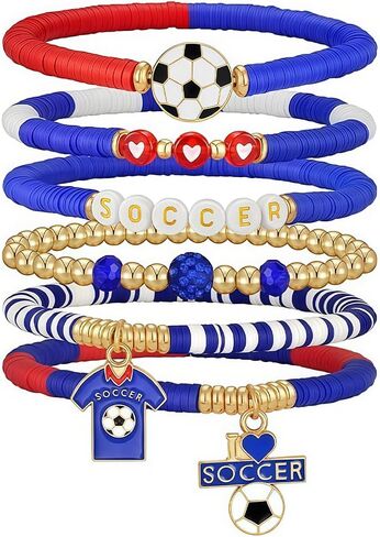 2026 World Soccer Cup Bracelets for Women Men, Stackable Soccer Jewelry Game Day Fan Accessories Gifts for USA Mexico Argentina Soccer Fans, Adjustable Friendship Bracelets for Sports Events in Kuwait