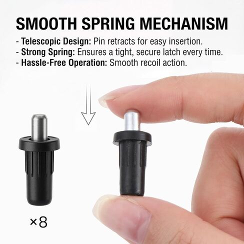 8 PCS Cabinet Door Repair Pins, Spring Loaded Pins Spring Door Hinge Pin Damper Replacement Cabinet Doors Push Pin Springs Loaded Latch Pining Furniture Fitting for Cabinets Doors Springs Parts, Black in Kuwait