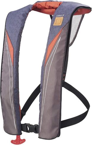BLUESTORM Cirrus 26 سترة نجاة قابلة للنفخ PFD للبالغين (أسمر أسطوري) | وافق خفر السواحل الأمريكي (USCG) على سترة النجاة الأوتوماتيكية ذات النفخ الذاتي مع التجاوز اليدوي in Kuwait