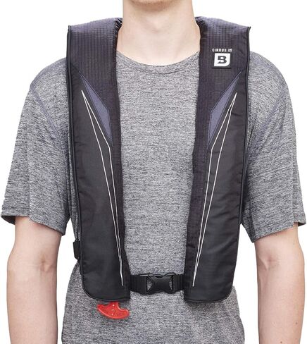 BLUESTORM Cirrus 26 سترة نجاة قابلة للنفخ PFD للبالغين (أسمر أسطوري) | وافق خفر السواحل الأمريكي (USCG) على سترة النجاة الأوتوماتيكية ذات النفخ الذاتي مع التجاوز اليدوي in Kuwait