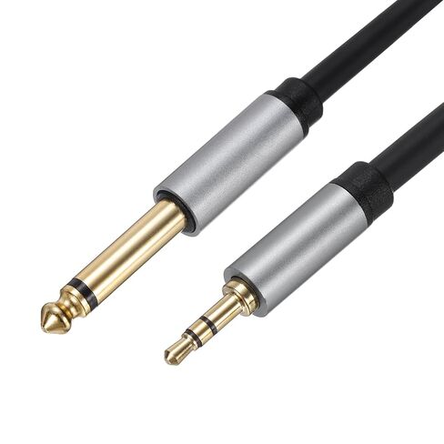 MECCANIXITY 1/4" TS إلى 1/8" TRS كابل صوت، 7FT 6.35 مم أحادي إلى 3.5 مم سلك تصحيح ستيريو 6 مم ضياء كابل محول توصيل لأجهزة الكمبيوتر المحمول وأجهزة المسرح المنزلي، بني in Kuwait