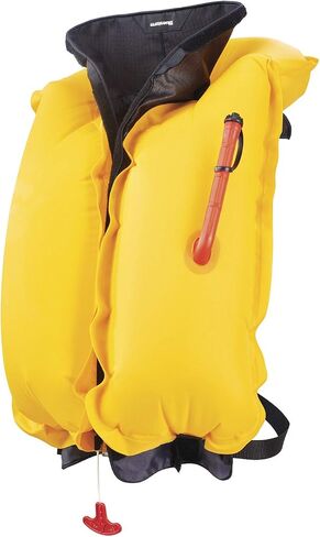 BLUESTORM Cirrus 26 سترة نجاة قابلة للنفخ PFD للبالغين (أسمر أسطوري) | وافق خفر السواحل الأمريكي (USCG) على سترة النجاة الأوتوماتيكية ذات النفخ الذاتي مع التجاوز اليدوي in Kuwait