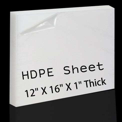 ورقة بلاستيكية من البولي إيثيلين عالي الكثافة (HDPE) بسمك 1 بوصة وسمك 12 بوصة × 16 بوصة - ورقة HDPE بيضاء، للتصنيع، للصناعة الثقيلة، والهندسة، كتلة بلاستيكية من البولي إيثيلين عالي الكثافة (عبوة من قطعة واحدة) in Kuwait