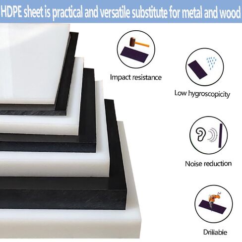 ورقة بلاستيكية من البولي إيثيلين عالي الكثافة (HDPE) بسمك 1 بوصة وسمك 12 بوصة × 16 بوصة - ورقة HDPE بيضاء، للتصنيع، للصناعة الثقيلة، والهندسة، كتلة بلاستيكية من البولي إيثيلين عالي الكثافة (عبوة من قطعة واحدة) in Kuwait