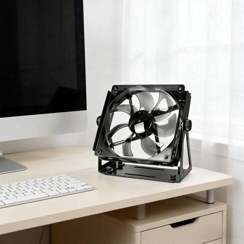 Computer Fan Stand - 120mm 140mm PC Fan Desk Stand, Heavy Duty Metal Adjustable Mount with 360° Rotation, Desktop Cooling Stand for PC, Router & Electronics (Fan Not Included) in Kuwait