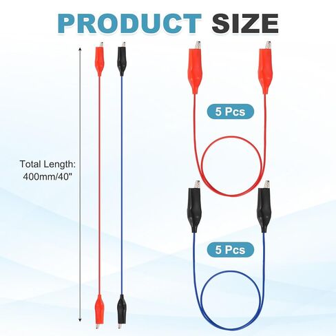PATIKIL Interconnect Circuit Wire, 10 Pcs 400 mm Circuit Wires Connectors Physics Experiment Basic Beginner Kit for Physics Laboratory Electricity Connection, Alligator Clip, Blue/Red in Kuwait