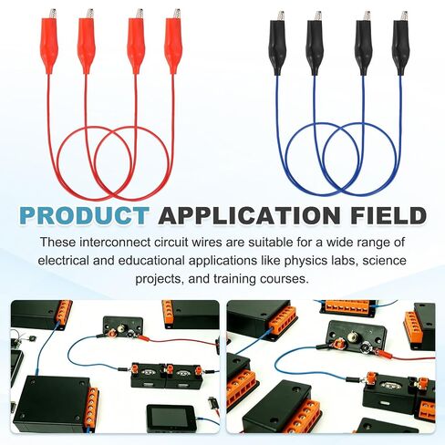 PATIKIL Interconnect Circuit Wire, 10 Pcs 400 mm Circuit Wires Connectors Physics Experiment Basic Beginner Kit for Physics Laboratory Electricity Connection, Alligator Clip, Blue/Red in Kuwait