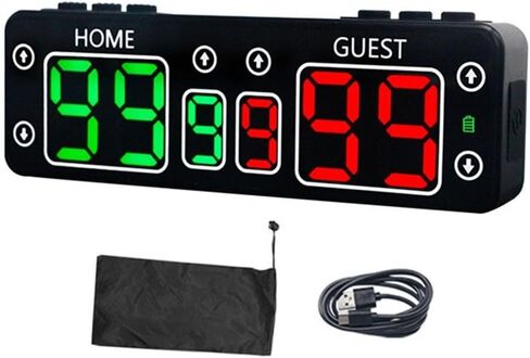 Rechargeable Electronic LED Scoreboard with ABS Housing, Magnetic Back and Wall/Table Mount Options, 6 Rubber and 4 Touch Buttons for Scoring and Timing, Up to 24 Hours Use(green) in Kuwait