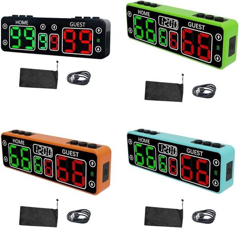Rechargeable Electronic LED Scoreboard with ABS Housing, Magnetic Back and Wall/Table Mount Options, 6 Rubber and 4 Touch Buttons for Scoring and Timing, Up to 24 Hours Use(green) in Kuwait
