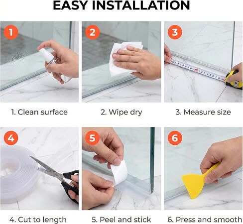 Weather Stripping Door Seal, Clear Silicone Door Seal Strip for Door Frame, 16.4FT Self Adhesive 25mm Seal Tape for Doors and Windows, Seals 0-15mm Gaps in Kuwait