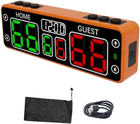 Rechargeable Electronic LED Scoreboard with ABS Housing, Magnetic Back and Wall/Table Mount Options, 6 Rubber and 4 Touch Buttons for Scoring and Timing, Up to 24 Hours Use(green) in Kuwait