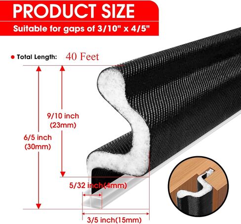 Extra Thick Weather Stripping Door Seal, Black Kerf Door Weatherstripping for Door Frame, Extra Wide Exterior Door Weather Seal for Lager Gap, V-Shaped Door Insulation Strip Replacemen 40Ft in Kuwait