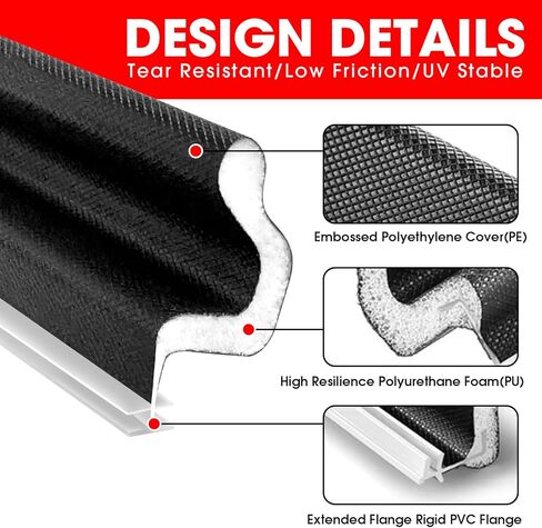Extra Thick Weather Stripping Door Seal, Black Kerf Door Weatherstripping for Door Frame, Extra Wide Exterior Door Weather Seal for Lager Gap, V-Shaped Door Insulation Strip Replacemen 40Ft in Kuwait